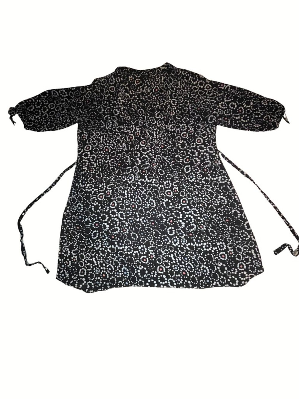 Evans Black Abstract Print Tie Waist Blouse Tunic Size 20 Plus Size